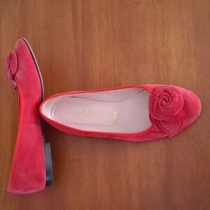 Pretty Ballerinas Red Suede Ballet Flats Leather Made In Spain sz 37 (US 6.5M)